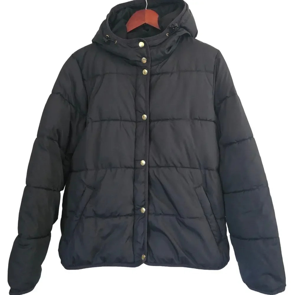 J.Crew Mercantile Winter Hood Parka XL Zip Snap Quilted Puffer Jacket Coat